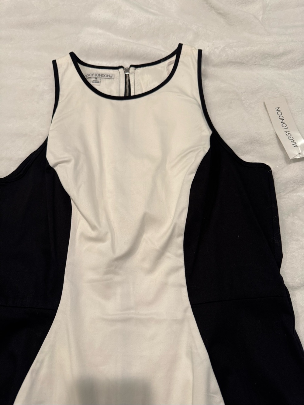 Maggy London Black and White Panel Dress